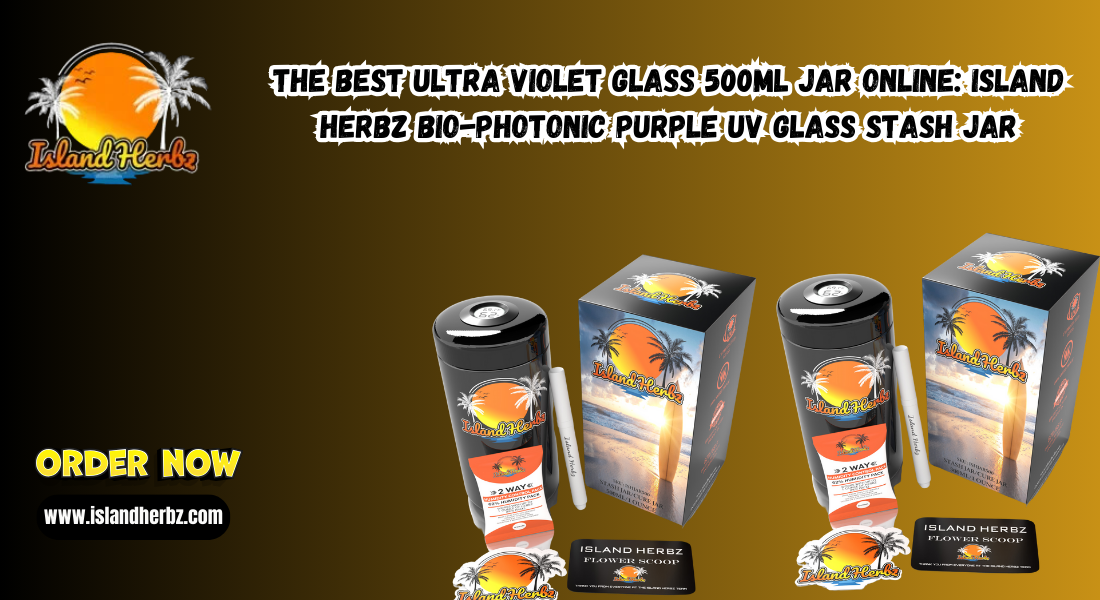 The Best Ultra Violet Glass 500ml Jar Online: Island Herbz Bio-Photonic Purple UV Glass Stash Jar