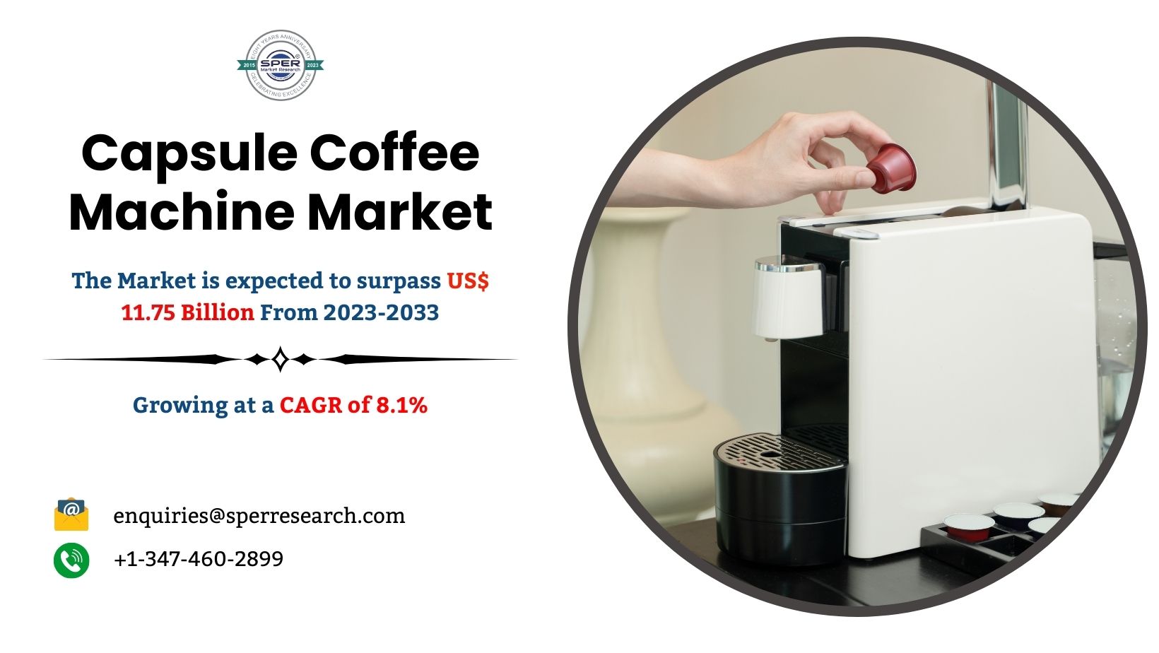 Capsule Coffee Machine Market Size, Share, Trends – 2033 Industry Revenue, Demand, Growth Drivers, Challenges, Key Players CAGR Status and Business Opportunities: SPER Market Research 1 Capsule Coffee Machine Market Size, Share, Trends – 2033 Industry Revenue, Demand, Growth Drivers, Challenges, Key Players CAGR Status and Business Opportunities: SPER Market Research