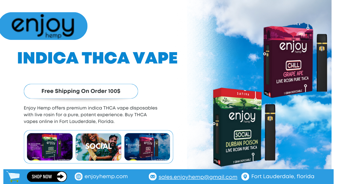 Indica THCA Vape Disposable by Enjoy Hemp: Experience the Real Deal 1 Indica THCA Vape Disposable by Enjoy Hemp: Experience the Real Deal