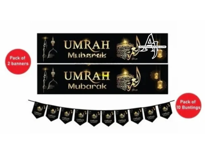 Umrah Mubarak Set Banner and Bunting decorative wall hanging