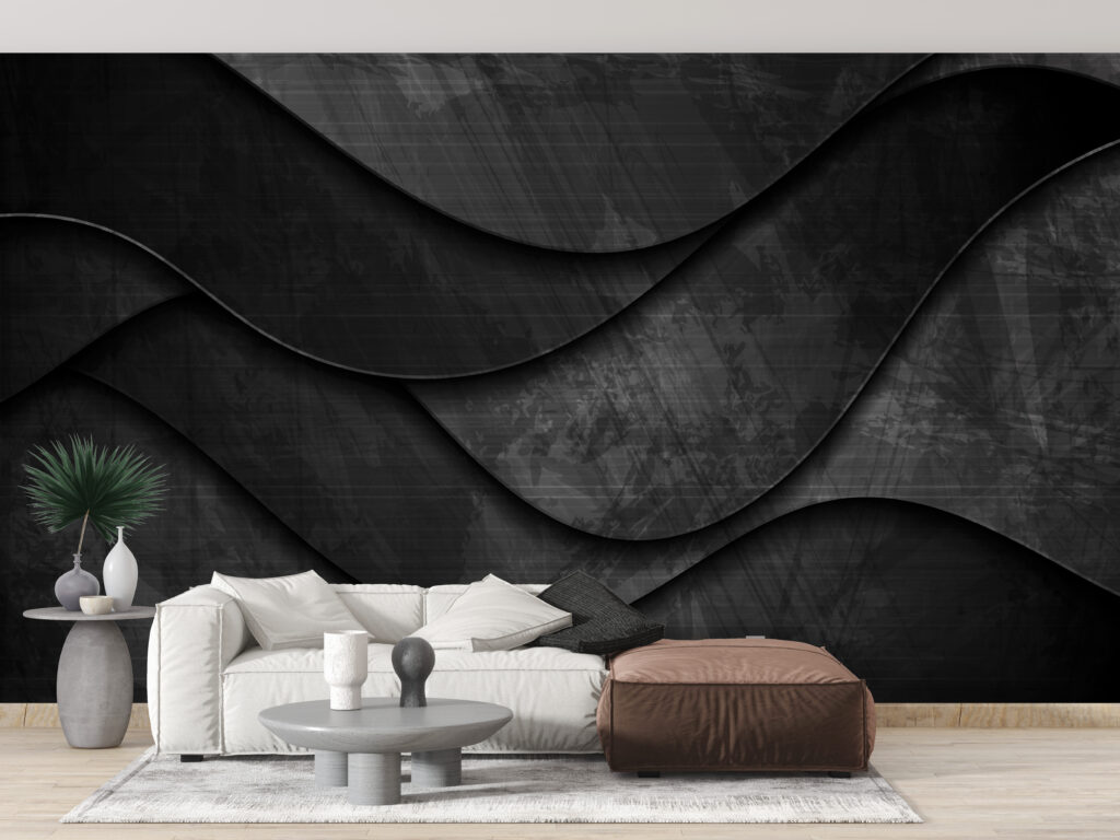 510 23A963 Black grunge waves abstract corporate background. Vector elegant design
