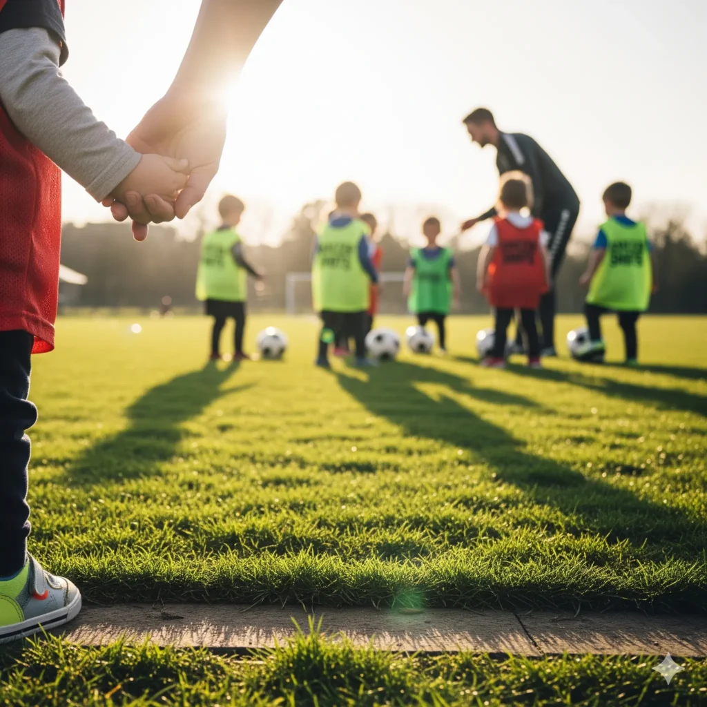 Kids playing soccer shots